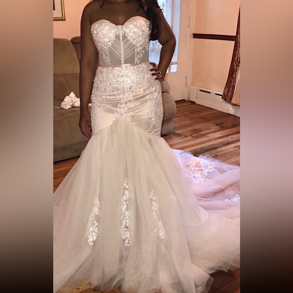 Wedding dress - blush pink - mermaid cut with long train. Never worn